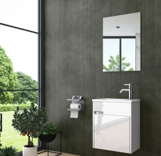 Homeline Badmöbel-Set Zamora Badmöbel-Set Badmöbel set Weiß Hochglanz Badezimmer Möbel, (Badmöbel Set, 3-St, Badezimmer Möbel)