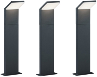 LED Sockelleuchten 3er SET Aluminium Anthrazit, Höhe 50cm, IP54