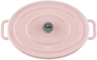Sallys Bräter Vielseitiger Gusseisentopf ALIME, oval für Brot, Braten & Schmoren, Vollgusseisen mit hochwertiger Emaille-Beschichtung (Schmortopf mit Deckel, inklusive Noppen-Deckel, langlebig & ofenfest bis 250 °C), Gusseisenbräter, 36,5 × 26 cm / Vol...