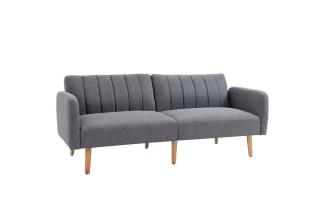 HOMCOM Schlafsofa 2-Sitzer Stoffsofa Bettsofa mit Schlaffunktion Sofagarnitur, Sofa 1 Teile, leinenartiges Polyester Gummiholz Grau 173 x 75 x 73 cm