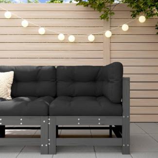 vidaXL Garten-Ecksofa Grau Massivholz Kiefer 825606