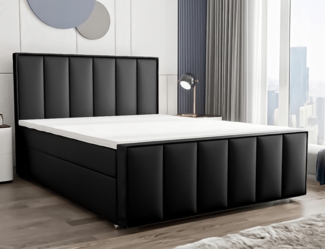 AX LIVING Bett kaufen 180x200 Arcini Schwarz – Boxspringbett Leder mit Stauraum