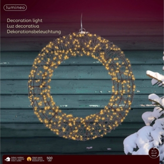 Lichtkranz Beleuchtet Weihnachten Metall Lichterkranz Schwarz Stecker Timer Outdoor 38 cm - 500 LED