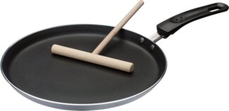 GSW grau/schwarz 456722 Aluminium Crepe-Pfanne Induktion 26cm-inkl. Teigverteiler, 26 cm, 2-Einheiten