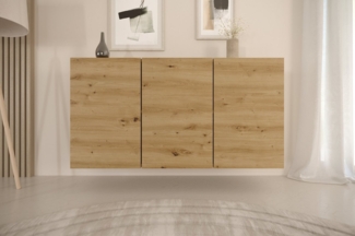 Bjird Kommode Hängeschrank Wandkommode 160 x 60 x 35 cm – grifflos modern mit Stauraum, Fächer höhenverstellbare Einlegeböden Türöffnung grifflos pflegeleicht
