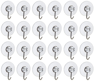 Meinposten Saugnapfträger 24 Saugnäpfe Haken transparent Saugnapf Saughaken Ø 4cm, (24-tlg)