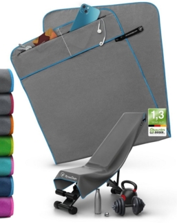 NirvanaShape Sporthandtuch Fitness-Handtuch mit Magnet-Clip, Mikrofaser Sporthandtuch, Microfaser, 2x Reißverschlusstaschen & Funktionaler Geräteüberzug, Ultra-Saugfähig