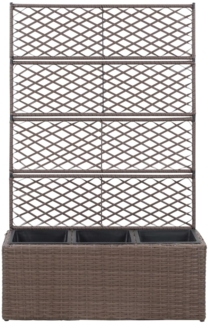 vidaXL Hochbeet mit Rankgitter 3 Töpfe 83×30×130cm Poly Rattan Braun 46938