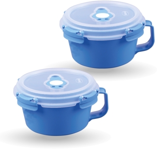 Frischhaltedosen für Lebensmittel ( 0,85 L ) - 2er Pack "Blau" - Vorratsdose luftdicht, Aufbewahrungsbox Meal Prep Box, Frühstücksschale, BPA Frei