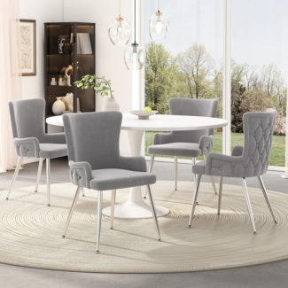 Flieks Esszimmerstuhl (Set, 4 St), 4er Set Polsterstühle Küchenstühle Samt Wohnzimmer Metallbeine