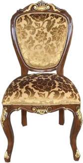 Casa Padrino Barock Luxus Esszimmer Stuhl Gold Muster / Braun-Gold Antik Look - Luxus Hotel Möbel - Made in Italy