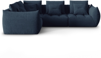 Micadoni Ecksofa Bloom 3-Sitzer Strukturierter Stoff Dunkelblau Links