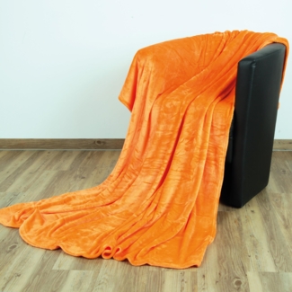 Kuscheldecke Wohndecke "Celina" - hochwertige Flauschige Decke, 180 x 220 cm - Orange