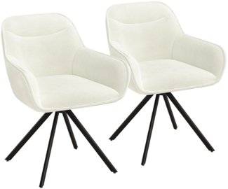 skølm 'Thokk' Esszimmerstühle, 2er Set, beige, gepolsterter Leinenbezug, höhenverstellbar & drehbar, Polsterstühle mit Armlehnen, bis 150 kg belastbar