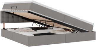 vidaXL Bett mit Stauraum und LED mit Matratze Taupe 200 x 200 cm Stoff 3371295