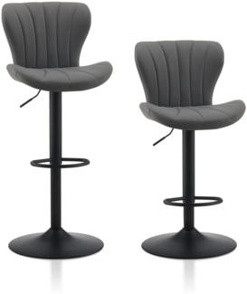 TUKAILAI Barhocker 2er Set Kunstleder, Barstuhl Höhenverstellbar,360°Drehbar, Hocker mit lehne,fußstütze,metallrahmen, Moderner Schalenform Küchenhocker Tresenhocker für Küche Bars, Grau