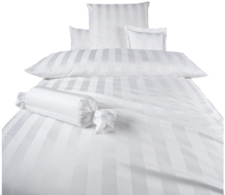 Mako-Brokat-Damast Bettwäsche - Curt Bauer Como 135x200 + 80x80 cm-0000 weiß