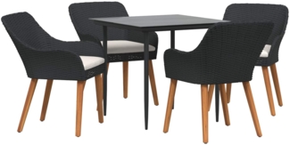 vidaXL Garten Essgruppe mit Kissen 5 pcs Schwarz Poly-Rattan 3261664