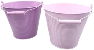 Linoows Pflanzkübel Pflanzen Eimer Set, zwei Blumentöpfe Pflanzentöpfe (Set), zwei Ziereimer in Rosa und Violett
