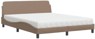 vidaXL Bett mit Matratze "Dover" Cappuccino-Braun 160x200 cm Kunstleder 3208441