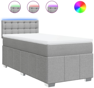 vidaXL Boxspringbett mit Matratze Hellgrau 90x190 cm Stoff 3289237