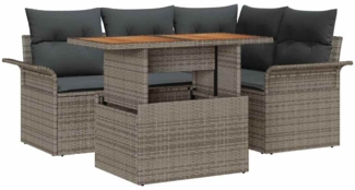 vidaXL Garten-Sofa-Set mit Kissen 5 pcs Grau 3349327