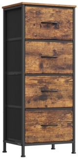SONGMICS Kommode, Schrank, 4 Stoffschubladen, für Schlafzimmer, Flur, Wohnzimmer, braun-schwarz