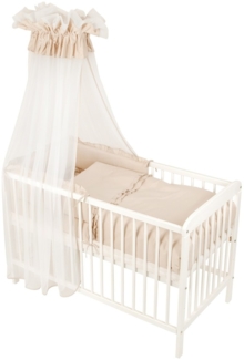 Kinderbett 60 × 120 Komplettset Royal Rüsche Beige