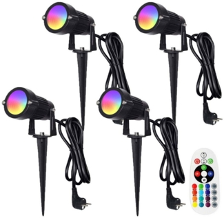 MUPOO LED Gartenstrahler Gartenbeleuchtung,16 Farben 4 Modi RGB Gartenstrahler mit Erdspieß,6W, RGB+Warmweiß (EU-Stecker), Gartenleuchte mit Fernbedienung, Gartenbeleuchtung mit Kabel für Garten Rasen Baum