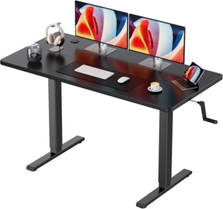 Höhenverstellbarer Schreibtisch 120x60 cm Schwarz Manuell Kohlenstoffstahl