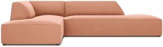 Micadoni 4-Sitzer Samtstoff Modular Ecke links Sofa Ruby | Bezug Pink | Beinfarbe Black Plastic