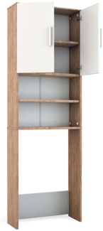 Vicco Toilettenschrank Sonoma/Weiß 64 x 190 cm mit 2 Türen