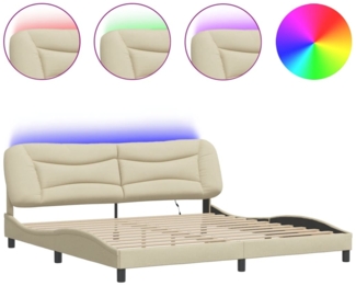 vidaXL Bettgestell mit LED ohne Matratze "Hvar" Creme 200x200 cm Stoff 3213730