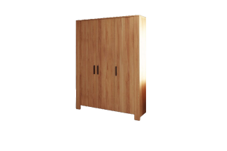 Kleiderschrank Lubic aus Kernbuche massiv 155x60x205 mit 3 Türen und Holzbeinen