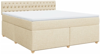 vidaXL Boxspringbett mit Matratze Creme 180x200 cm Stoff 3286771