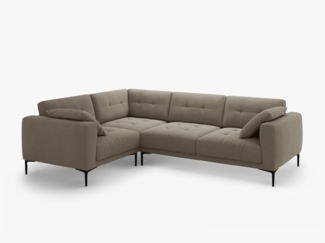 Micadoni Ecksofa Bemy 4-Sitzer Links Samt Grau Braun