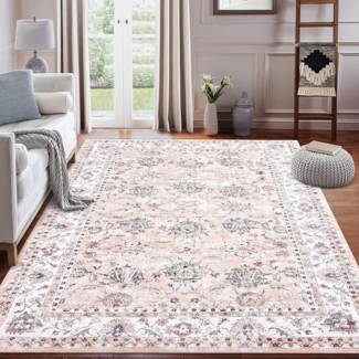 GarveeMore Teppich Vintage orientalischer Blumen-Teppich, waschbar, 160x230cm