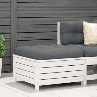 vidaXL Gartenhocker mit Kissen Weiß Massivholz Kiefer 844927