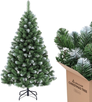SALCAR Künstlicher Weihnachtsbaum 150 cm – Mini Schneebedeckter Tannenbaum mit runden Zweigspitzen und 389 dichten PVC-Zweigen in Tannengrün, mit Metallständer – Ideal für Weihnachtsdeko Zuhause