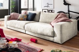 KAWOLA Sofa MADELINE 3-Sitzer Cord cremeweiß 85 x 127 x 290 cm