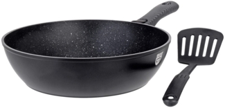 Gräwe Wokpfanne mit abnehmbarem Griff inkl. Pfannenwender, Aluminium schwarz, Ø 28 cm
