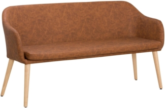 loft24 Sitzbank Panda, Bank Polsterbank Lederoptik Holzbeine 145 cm