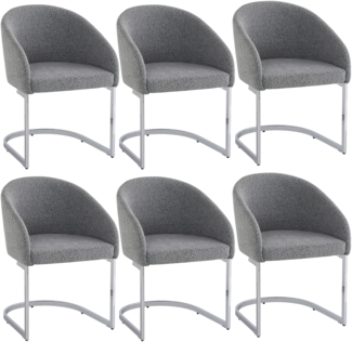 Merax Freischwinger(6 st), 4er-set Esszimmerstuhl, Ergonomischer Stuhl, Eisenbeinstuhl Silber, Grau