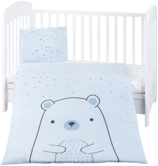 Kikkaboo Kinderbettwäsche Bär 3-teilig Decke 135x95 cm Kissen 45x35 cm Laken blau