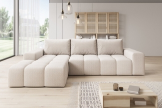 PROMETO Möbel Ecksofa Cento Couch L-Form,Sofa Links/Rechts Teddy-Bouclé-Stoff oder Webstoff