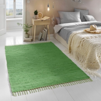 TaCa Home Teppich Handweb Flicken-Teppich Fleckerl, rechteckig, Höhe: 5 mm, Grün - 120 x 180 cm