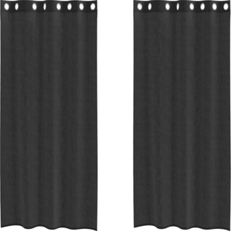vidaXL Voile Vorhänge mit Ösen 2 Stk. Schwarz 140x225 cm 4102061