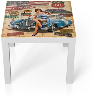 DEQORI Couchtisch 'Route 66-Plakat', Glas Beistelltisch Glastisch modern