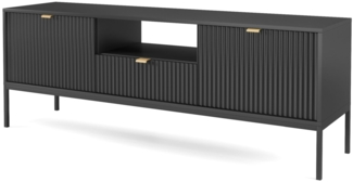 Selsey 'Vellore' TV-Lowboard mit schwarzen Metallbeinen, Schwarz, 56 x 154 x 39 cm