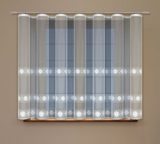 HAFT Gardine 160 cm Hoch, Weiß, Jacquard-Stoff halbtransparent, Kräuselband, Store